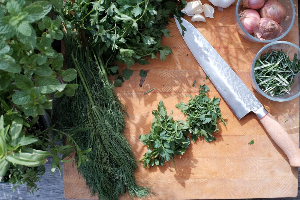 Chopping herbs